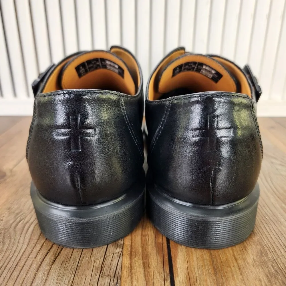 Dr Martens Monk Strap Loafers Mens Sz 10 Black Leather City Business Shoes 1C58